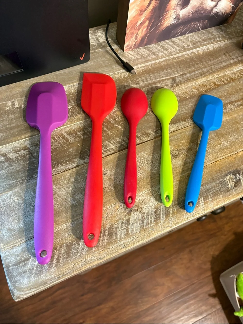 Colorful Silicone Kitchen Utensil Set - Purple, Red, Green, Blue